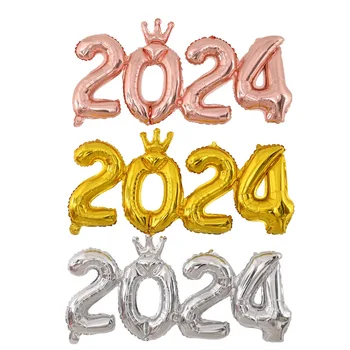 2024 Število Aluminija Folija Baloni Rose Gold Silver Digitalni Slika Balon Noel Božič Cristmas Okraski Novo Leto Helij Globos