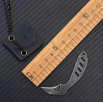 Taktično Ogrlica Survival Nož Fiksno Rezilo iz Nerjavečega Jekla 440C 56HRC Pripomoček EOS Orodje, s Plastičnim Plaščem