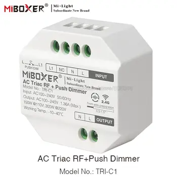 Miboxer TRI-C1 110V 220V AC Triac RF + Potisnite stikalo za kratke luči brezžični Pritisni in zatemnitev K1 Obračanje stikala za Daljinsko Za eno barvo Svetlobe