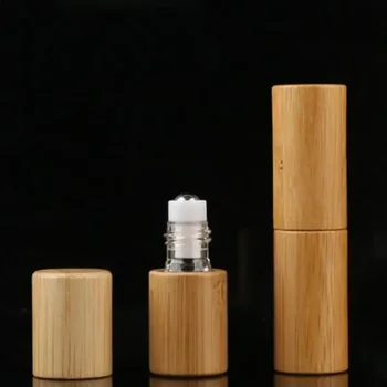 1Pc 3ML 5ML 10 ML Naravnega Bambusa ponovno napolniti Prazne Eterično Olje Parfum Jekla Trak na Žogo Steklenico za Potovanja