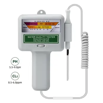 2-v-1 Klor, PH Meter 0.5~6.0 ppm CL2 Ravni Tester Bazen Kakovosti Vode Monitor Ročni Analizator za Bazen, Spa Akvarij