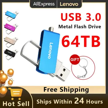 Lenovo USB Flash Drive 64TB 16TB Prenosni USB3.0 Visoke Hitrosti Prenosa Datotek Pero Disk 2TB 4TB USB Ključek 128GB USB Flash Pomnilnik