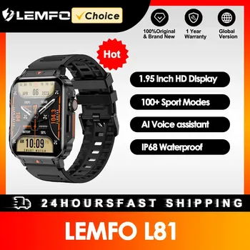 LEMFO 1.95 na Prostem, Vojaško Pametno Gledati Moške Bluetooth Klic Smartwatch 100+ Šport Načini Fitnes Ure Za Android IOS