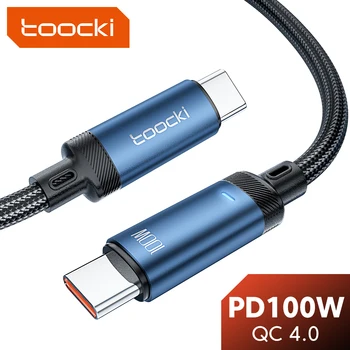 Toocki PD 100W Tip C Tip C Kabel 5A Hitro Polnjenje Kabel Za Macbook Xiaomi Samsung Poco Realme LED Indikator USB Tip-C Kabel
