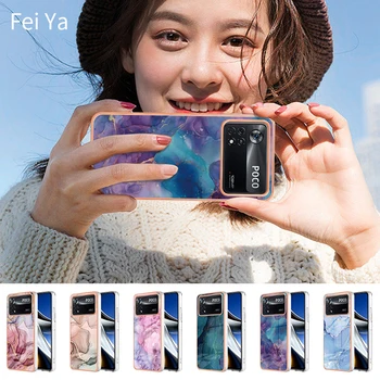 Razkošen Modni Galvanizacijo Cvetenja Marmorja Shockproof Cape Primeru Telefon Za Xiaomi Poco X3 NFC X4 Pro 5G M4Pro 4G 11T 11TPro