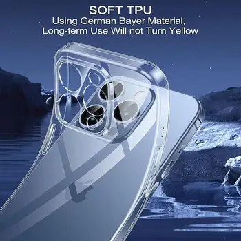 Originalni Kristal Silikonski Primeru Telefon Za iPhone 15 Pro Max Kritje Ultra Tanek Prozoren, na Primer Apple iPhone 15 Plus Fundas
