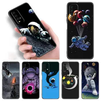 Astronavt Vesolje Zemlja Primeru Telefon Za Xiaomi Redmi Opomba 11 10 9 8 Pro 11T 5G 10T 10S 9S 9T 9i 9C 9A 8T Mehko TPU Črni Pokrov