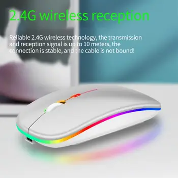 Svetlobna Brezžično Miško RGB Akumulatorske Brezžične Miške Računalnik Tiho Miško LED Osvetljen Ergonomska Gaming Miška Za Prenosni RAČUNALNIK