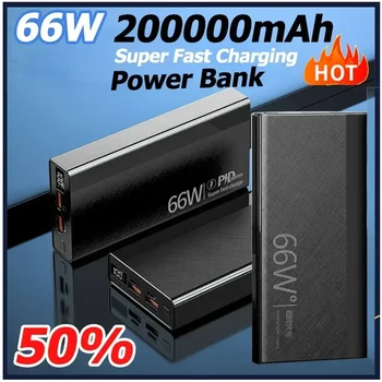 200000mAh Moči Banke 66W Hitro Polnjenje, Digitalni Prikaz Baterije za Prenosne Primerna Za IPhone Huawei Samsung Xiaomi