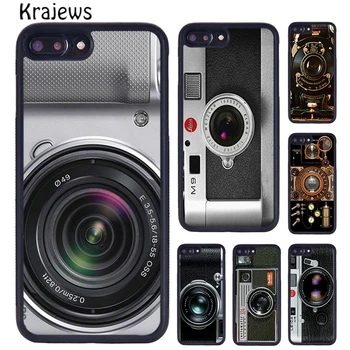 Krajews klasičen retro Črna srebrna starinski fotoaparat, Telefon Primeru Za iPhone 15 14 6 7 8 plus X XR XS 11 12 13 pro max coque