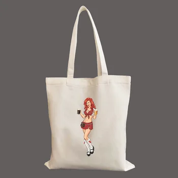 Pivo Dekleta grafični Torba Študent Ženski Torbici Večkratno uporabo nakupovalne torbe platno tote vrečko ročne torbe za nakupovanje