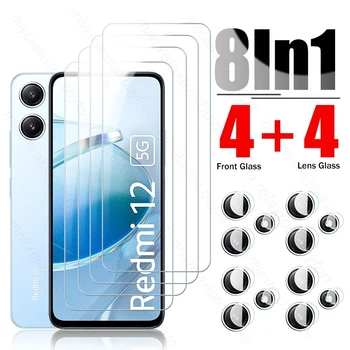Redmi12 Primeru 8 V 1 Kamera Zaščitno Steklo Za Xiaomi Redmi 12 5 G Kaljeno Steklo Zaslon Protektorstvo Redmy Readmi 12 4G 5G 6.79