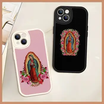 Devica De Guadalupe Virgen Marija Primeru Telefon Za IPhone 14 11 13 12 Max Pro Mini Xs X Xr 7 8 Plus SE2020 Usnja Kritju