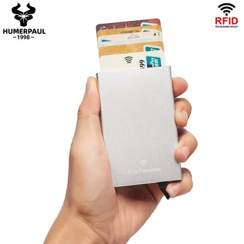 RFID Blokiranje Pojavnih Kartico sim Kovinski Minimalističen Kreditne Kartice Podjetja Slim Bančno kartico Primeru Denarnice za Moške