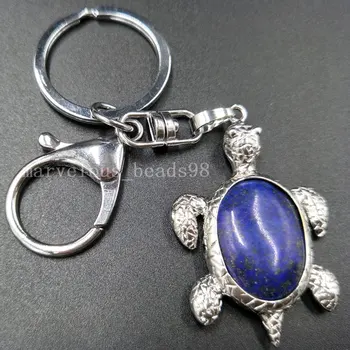 Brezplačna Dostava za Lep nakit Naravnih Lapis Lazuli Želva obeskom za ključe Obesek Visi vrečko MC5050