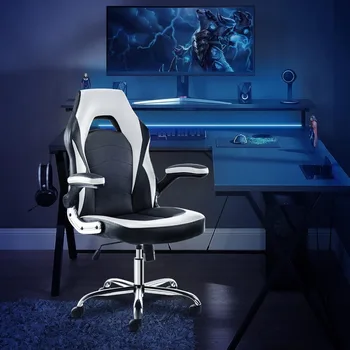 Gaming stol ergonomski Pisarniški stol Armrest vratu blazino in vgrajen v ledvenem prilagoditev Brezplačna dostava črna in bela