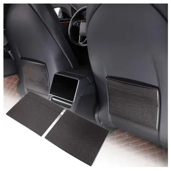 Za Tesla Model 3 2023 Mehko Ogljikovih Vlaken Avtomobilski Sedež Zadaj Škatla za Shranjevanje Anti-kick Plošča Pokrov Trim Nalepke Avto Dodatki