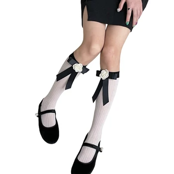 Visoka kakovost žensk toploto pozimi kolena nogavice elastična, mehka volna lok nogavice Lolita ulic stran nogavice