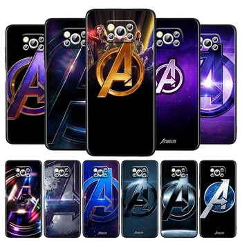 Avengers Logotip Marvel Za Xiaomi Poco M4 X3 F3 GT NFC M3 C3 M2 F2 F1 X2 Pro Mi Mix3 Silikon TPU Črno Telefon Primeru Funda Capa
