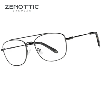 ZENOTTIC 2023 Trend Optična Očala Okvir Dvojni Most Design Očala Modni Brez Recepta Kovinskih Očal