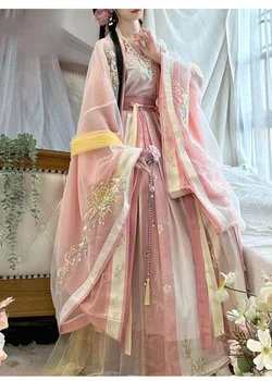 Stari Tradicionalni Kitajski Slog Ženske Elegantne Hanfu Obleko Pravljice Vezenje Fazi Ljudskega Plesnega Kostum Retro Song Dinastije Oblačila