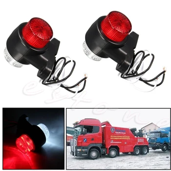2Pcs 10-30V 8 LED Rdeče in Bele Strani Marker Lučka Lučka za Tovornjak Priklopnika Tovorna Prikolica C45