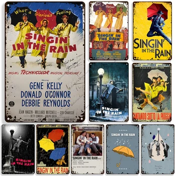 Ameriški Barvni Film Singin' v Dežju Kovinski Plakat Dekorativne Plošče Kovinske Tin Znak Človek Jama Cafe Kovine Znaki Kovinske Plošče