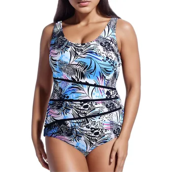 Velika Velikost Womens Enem Kosu Mikro Bikini Havajih Listov Tiskanje Brazilski Kopalke Ženski Trebuh Nadzor Tie-Dye Monokini