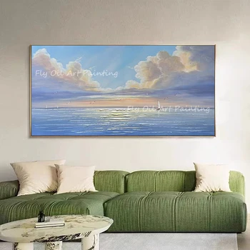 100% Ročno Poslikane narave ocean seascape pisano nebo modro, vijolično lepe umetnosti oljna slika dekoracijo za dom, kot darilo