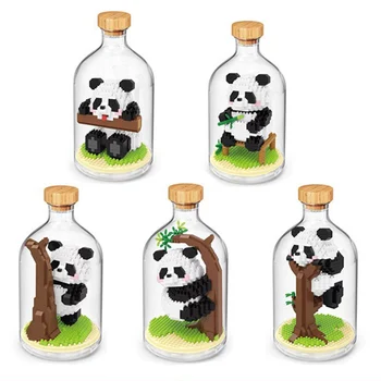 Ustvarjalne DIY Assemable Živali Mini Opeke Kitajski Panda Gradnik Izobraževalne Fant Igrače Za Otroke Model Bloki