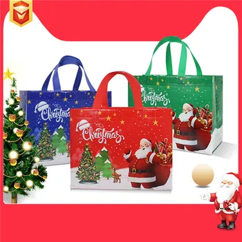 5pcs/set Božič Torbici Risanka Santa Claus Snežaka Torbici za Večkratno uporabo Zložljive Vrečko za Shranjevanje Božično zabavo Dekoracijo