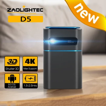 ZAOLITGHTEC D5 Mini 3D, 4K Projektor 1080P Pametna Android Wifi LED DLP Domači Kino na Prostem Prenosni Mini Projektor z Baterijo