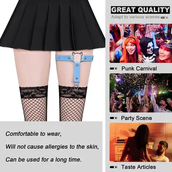 Usnje Nov Modni 1 Pc Pas Ženske Dekle Krasen Punk Gothic Obroč Konice Elastična Podvezice Pasu Retro Suspender Nogavice Posnetek