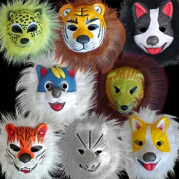 Halloween Živali Masko Realne Zajec Volk, Lev za Glavo s Specializiranimi za umetno Krzno