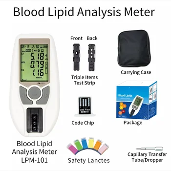 Lipidov Test Meter Zaslon HDL LDL Trigliceridi Holesterol Test Meter Zaslon s testnimi Trakovi in Za Domačo Uporabo Prenosni