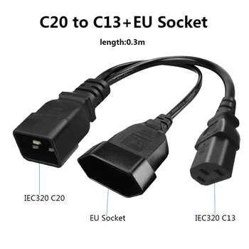 IEC320 C20 Y Razdelilnik EU 4.0 mm IEC C13 Električni Podaljšek Napajalni Kabel Kabel Za PC TV EU 4.0 mm Vtičnico Belgiji, Španiji, Nizozemski