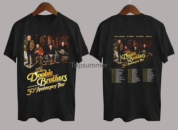 The Doobie Brothers Band Glasbene Turneje Bombaž Black Unisex 2 Straneh Majica C1344