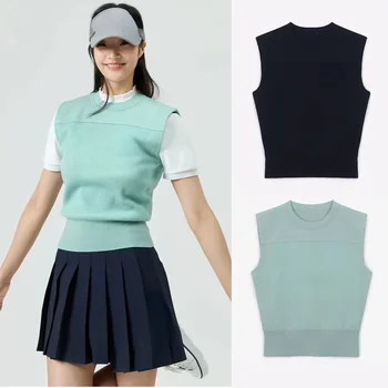 Korejski Golf Oblačila za Ženske Novi korejski Pleteni Pulover Priložnostne Šport Posadke Vratu Redno Majica Tank Top