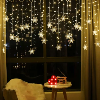 3.2 M Božične Snežinke Niz LED Luči Utripajoče Pravljice Zavese Luči Neprepustna Za Počitnice Stranka Poročno Dekoracijo Božič