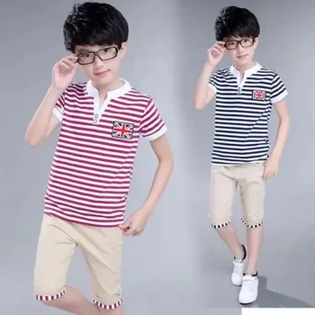 Otroci Fantje Poletnih Oblačil Iz Novih Otrok Kratka Sleeved Majica + Hlače Dva Kosa Določa Moda Za Fante Šport Priložnostne Obleko