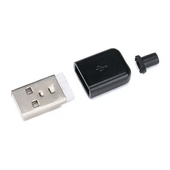 10PCS-DIY Priključek USB Tip A Moški Zbor Adapter Varjenje OTG Podatkov Linijo Črno Belo Plastično Lupino priključek za polnilnik