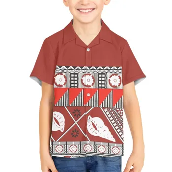 Majica Za Boy Summer Kratek Rokav Priložnostne Vrhovi Polinezijski Samoan Plemenski Fijian Tapa Tiskanja otroška Oblačila