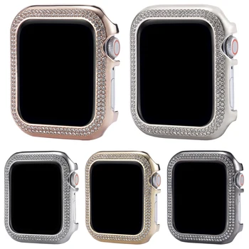 Kovinski Diamantno Zaščitni ovitek Za Apple Watch 9/8/7 41mm 45mm Ženske Zajema Odbijača Okvir Pokrova iWatch Serije 40 mm 44 6/5/4 SE