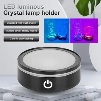 LED Luči Znanja Pisane Krog Kažejo Stojalo Zaslona Osnovno Ploščo za 3D Kristalno Steklo Art Crystal Display Znanja Stojalo