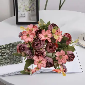 Simulacija Cvet Umetne Svile Cvetja Elegantno Realne Svile Rose Dogovor za Dom Poročno Dekoracijo Jedilnico Stranka