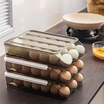 Multi-Layer Stackable Za Kuhinjske Hladilnik Pregleden Gospodinjstva Plastično Jajce Imetnik Jajce Pladenj Jajce Polje Jajce Shranjevanje V Košarico