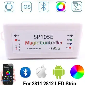 SP105E Brezžična tehnologija Bluetooth Čarobne Sanje Barva Svetlobe LED Krmilnik iOS Android 5~24V za WS2811 WS2812B WS2801 SK6812 Trakovi