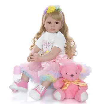 24 palca Bebe Prerojeni Malčka Dekle, Princesa Srčkan Baby Doll Dolge Lase Krpo Telo Silikonski Lutka Igrače za Otroke, Darilo za Rojstni dan