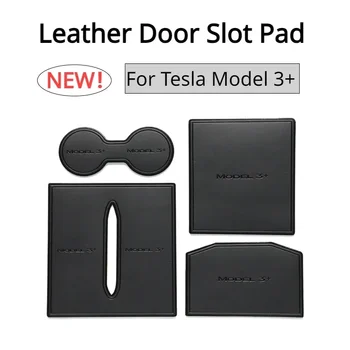 Usnje Vrata Reže Tipke za Tesla Model 3+ Anti-Slip Vrata Reža za Pokal Mat Vrata, za Utor Preproge Novo Model3 Highland 2024 Avto Dodatki