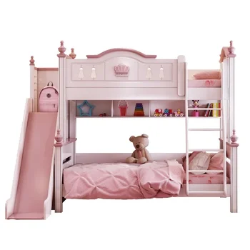 otrok postelja moderna pink princess postelja otroci pogradi dvojno Dekleta Spalnica Pohištvo Leseno Ameriški Slog visoke kakovosti